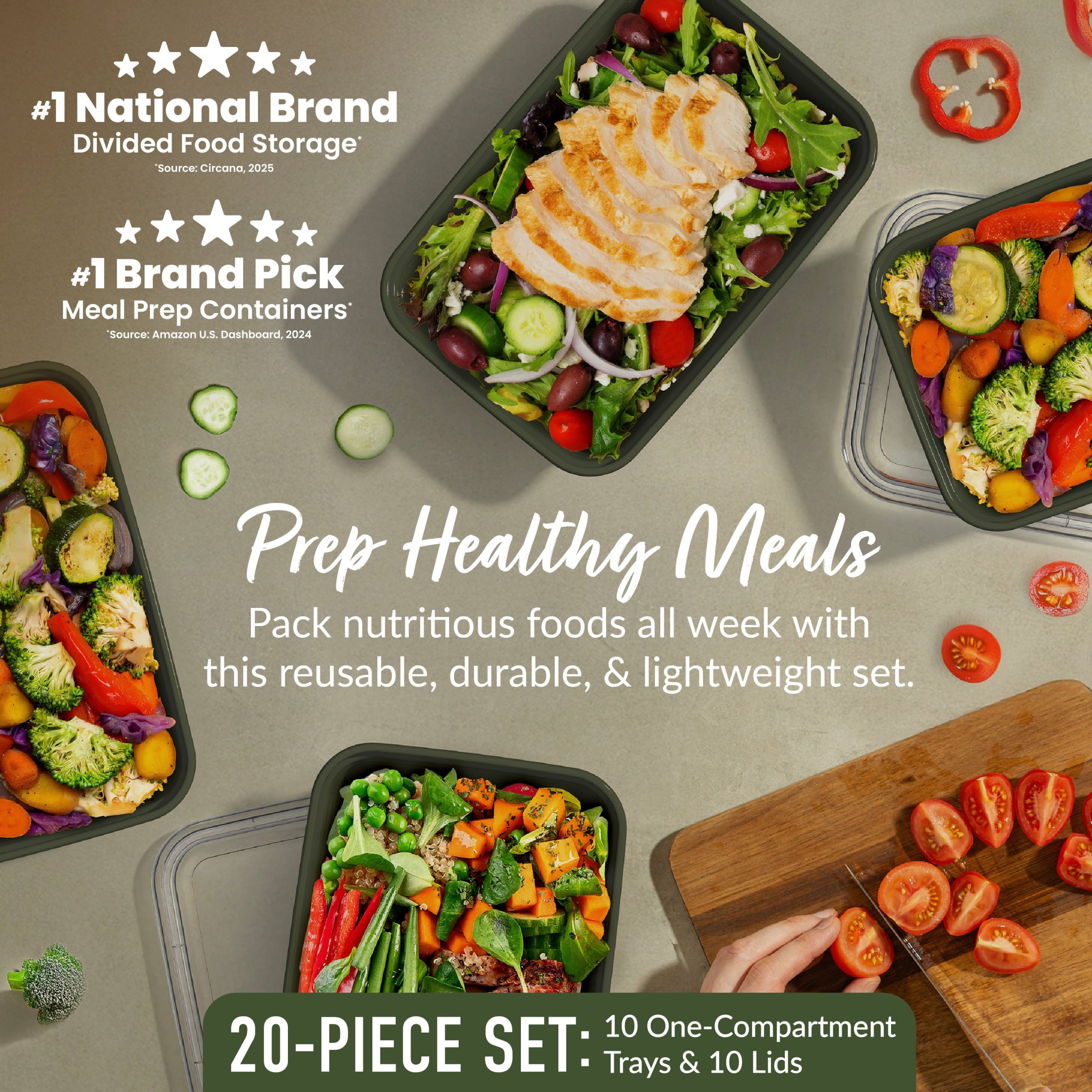 Bentgo Prep 1-Compartment Meal Prep Containers (20-Piece) - Image 33