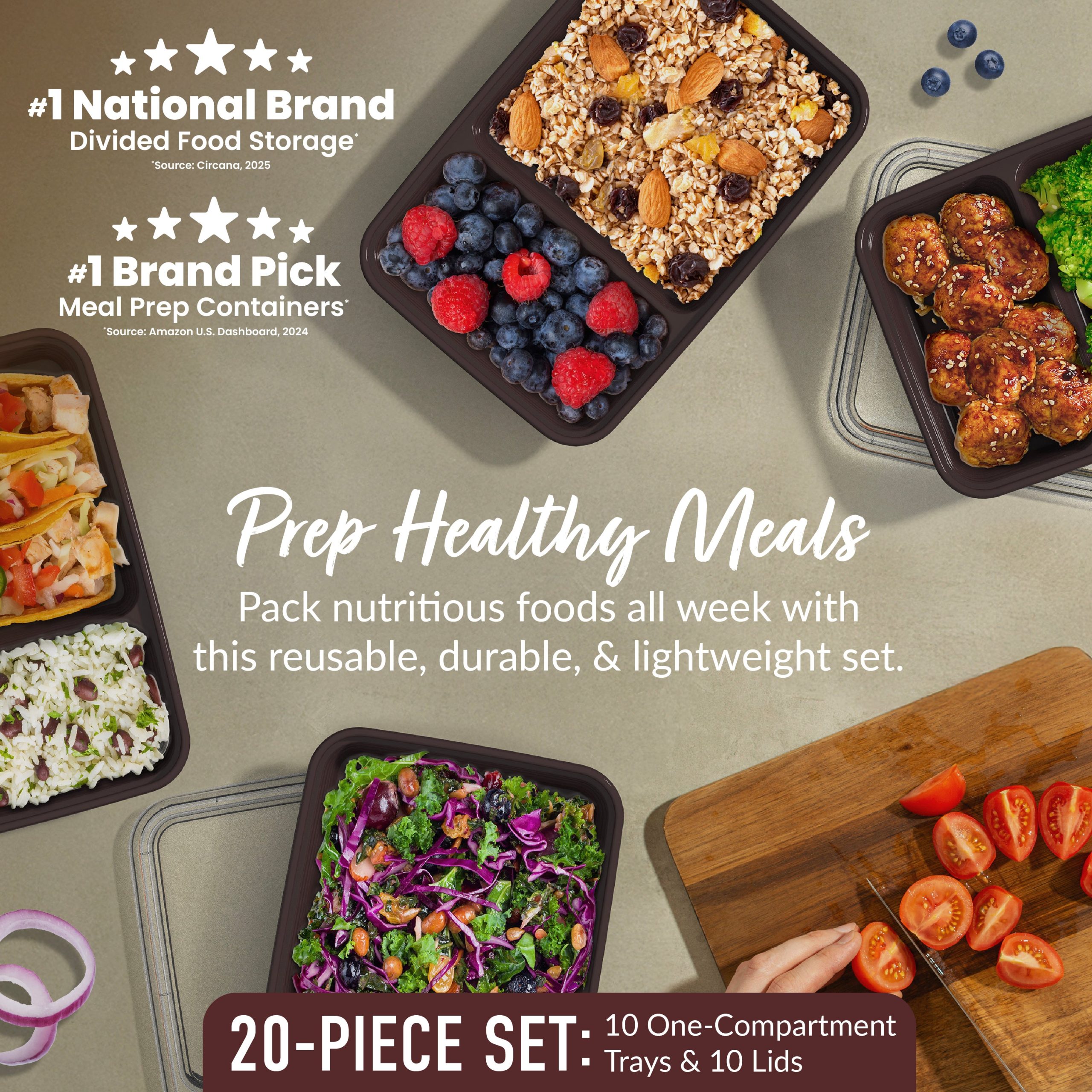 Bentgo Prep 2-Compartment Meal Prep Containers (20-Piece) - Image 10