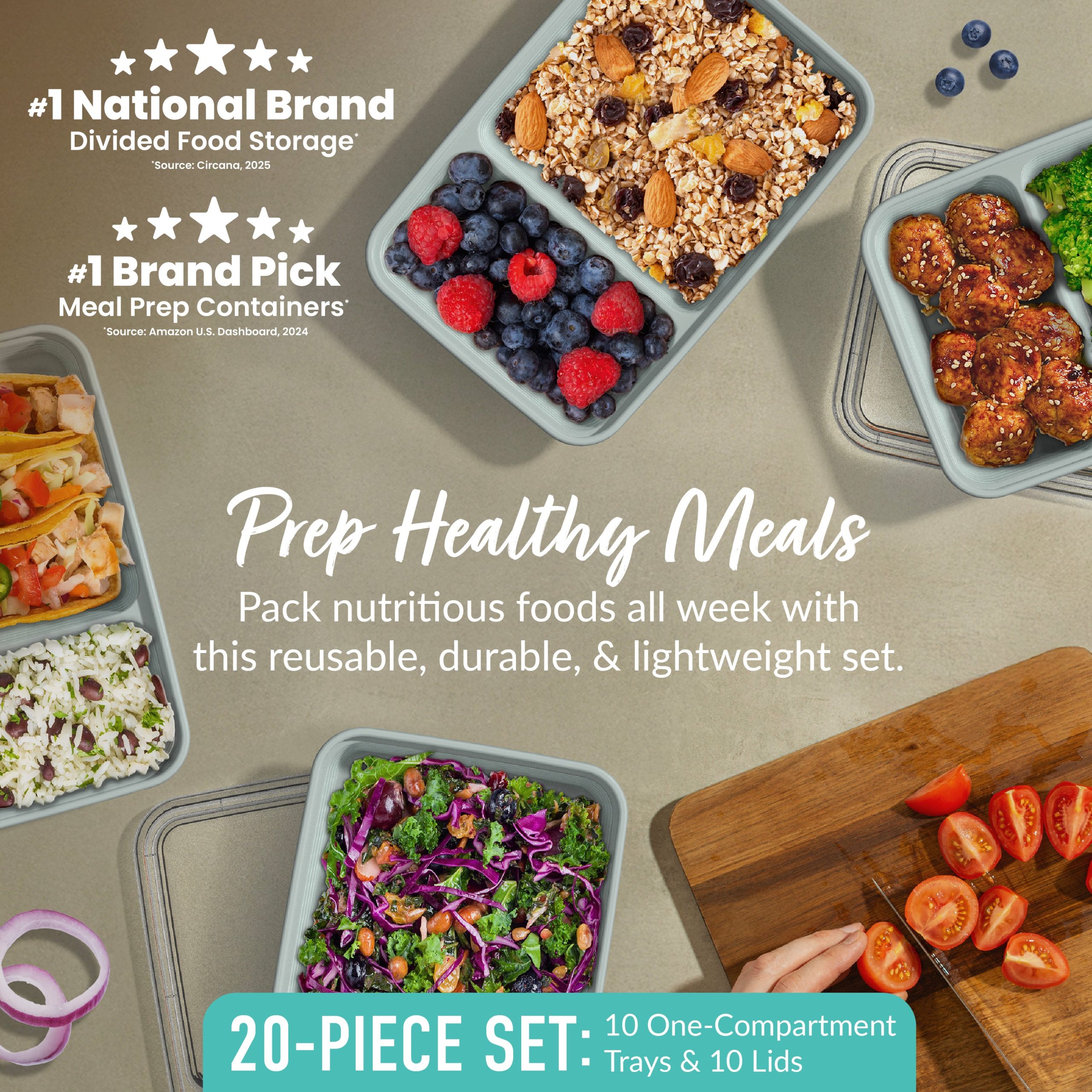 Bentgo Prep 2-Compartment Meal Prep Containers (20-Piece) - Image 34