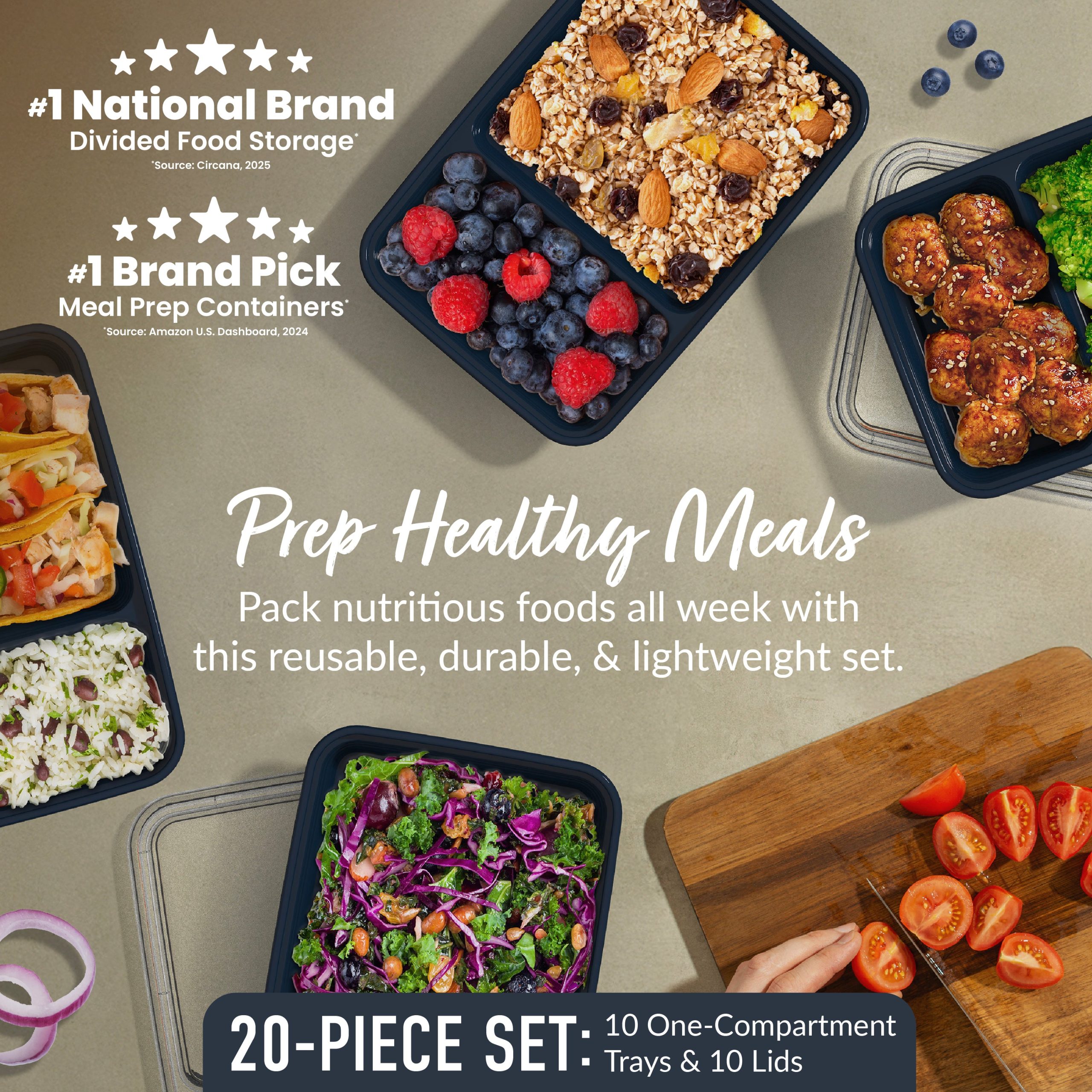 Bentgo Prep 2-Compartment Meal Prep Containers (20-Piece) - Image 26
