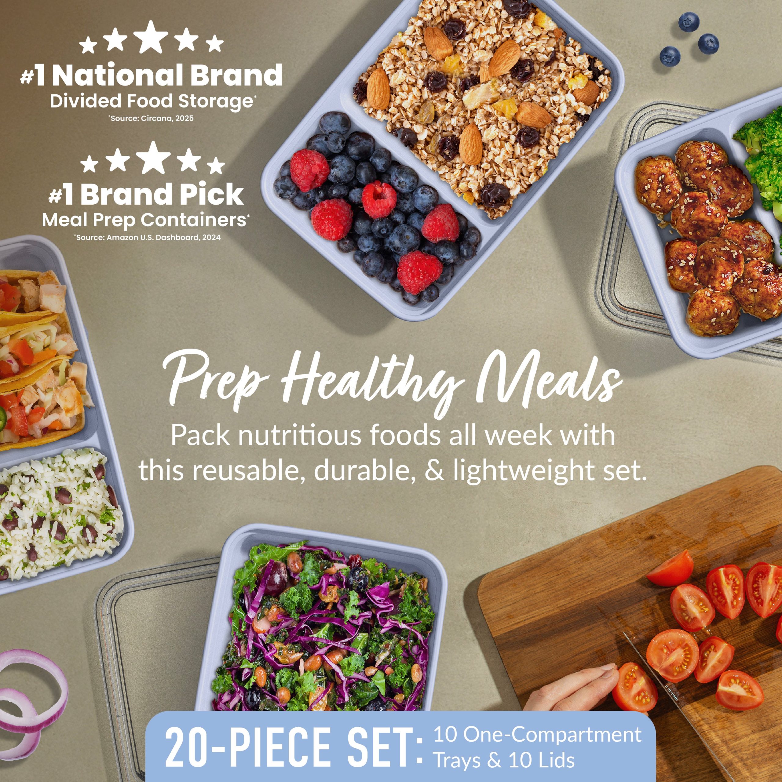 Bentgo Prep 2-Compartment Meal Prep Containers (20-Piece) - Image 42