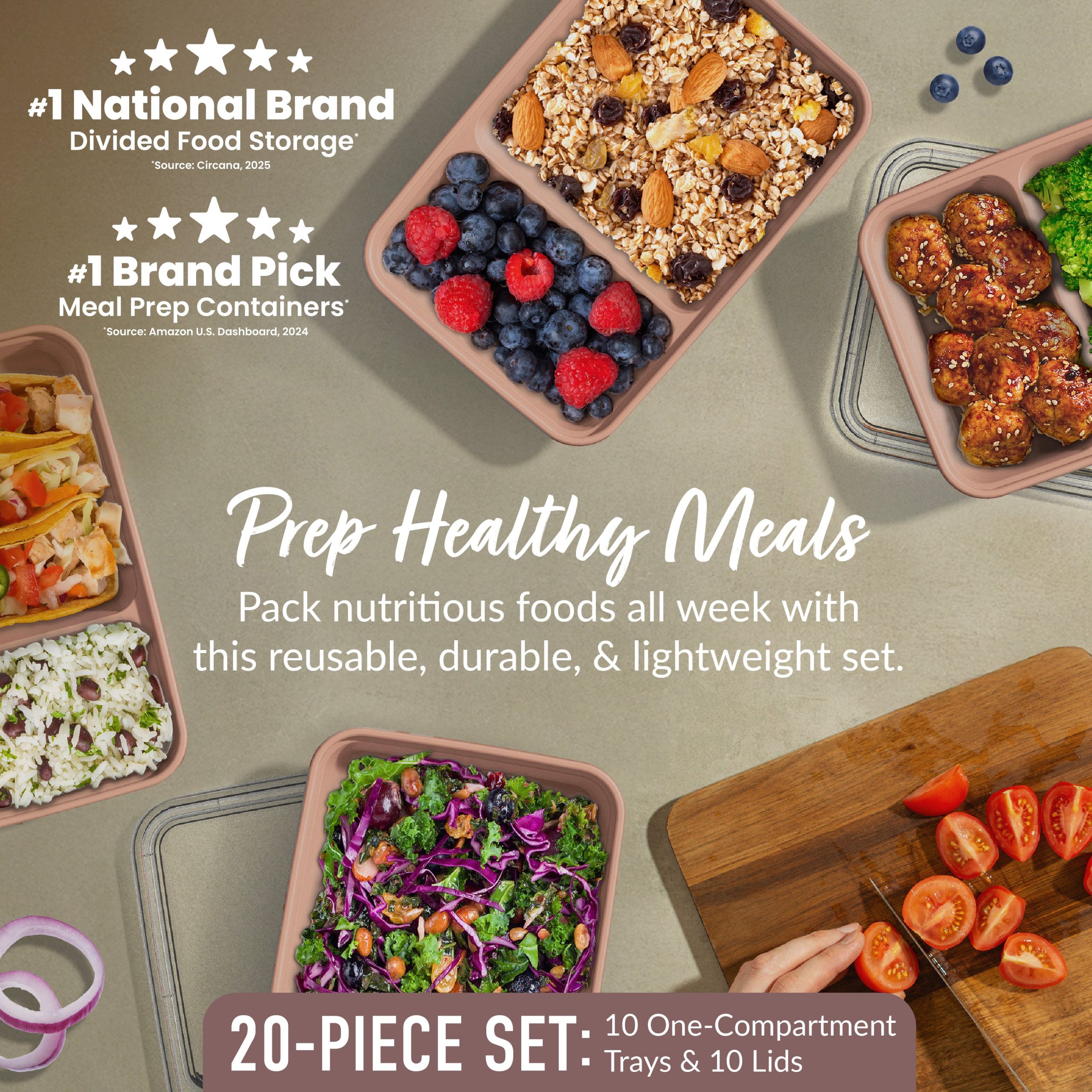 Bentgo Prep 2-Compartment Meal Prep Containers (20-Piece) - Image 18