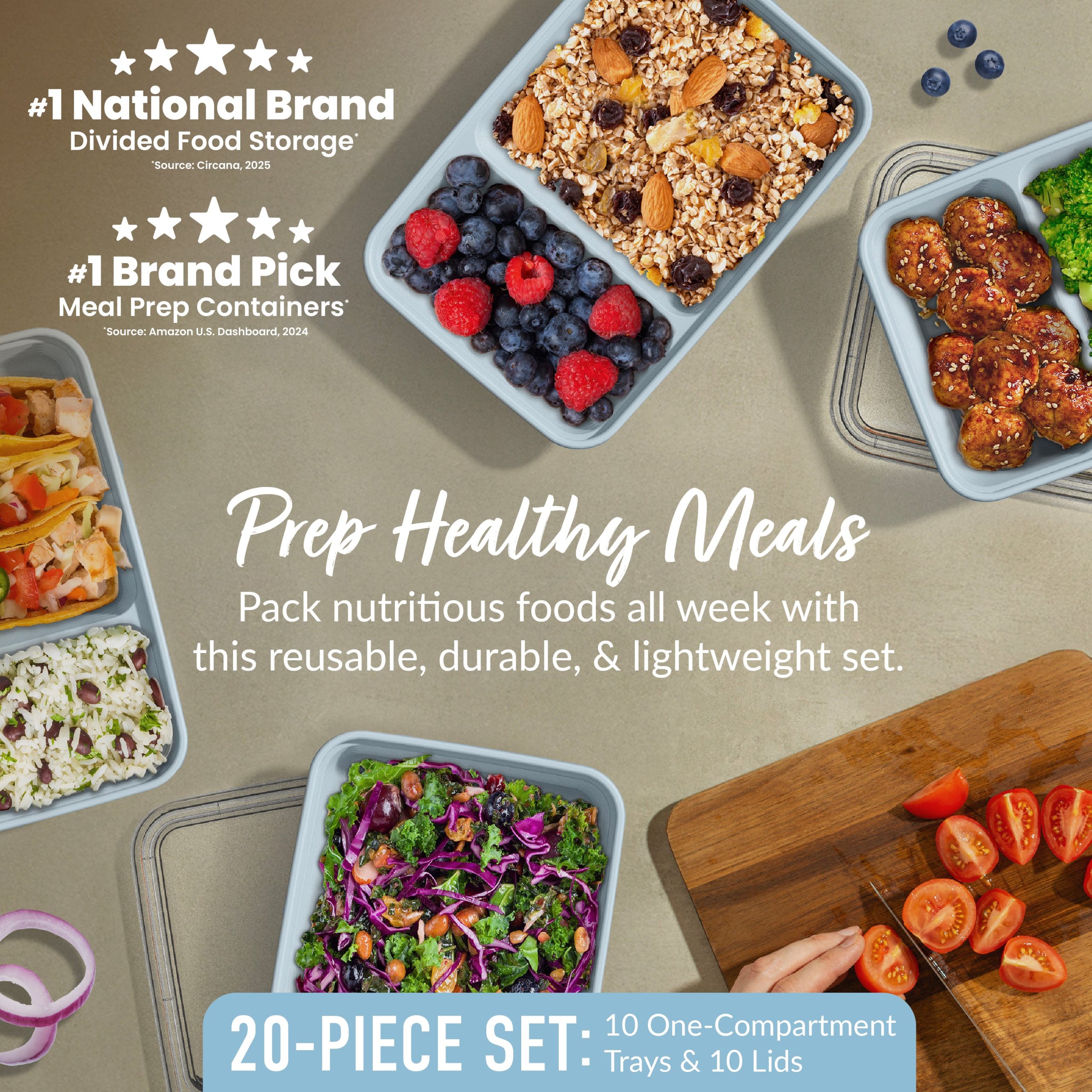 Bentgo Prep 2-Compartment Meal Prep Containers (20-Piece) - Image 50