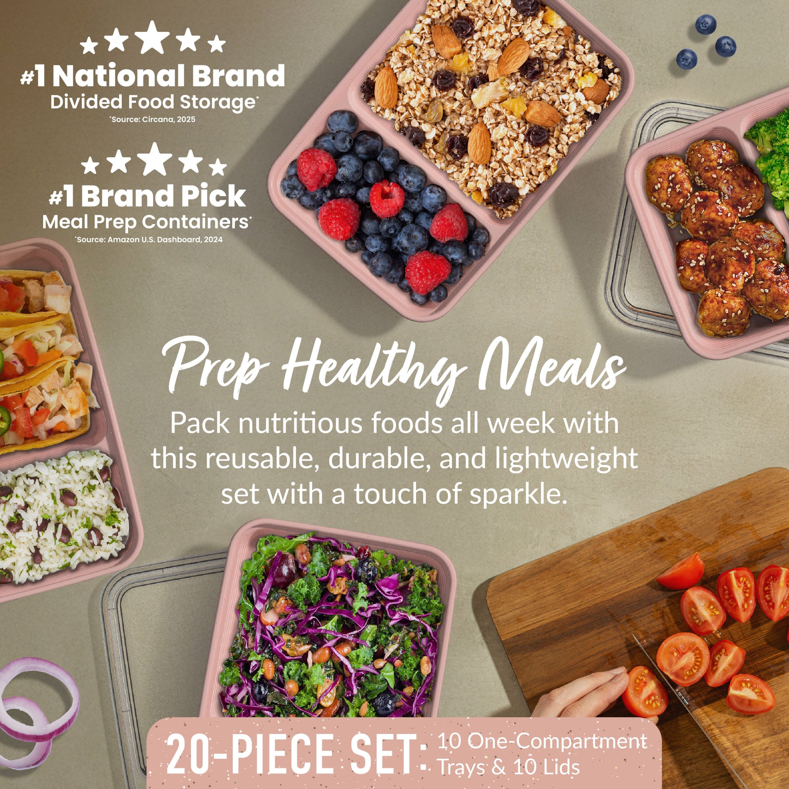 Bentgo Prep 2-Compartment Meal Prep Containers (20-Piece) - Image 74