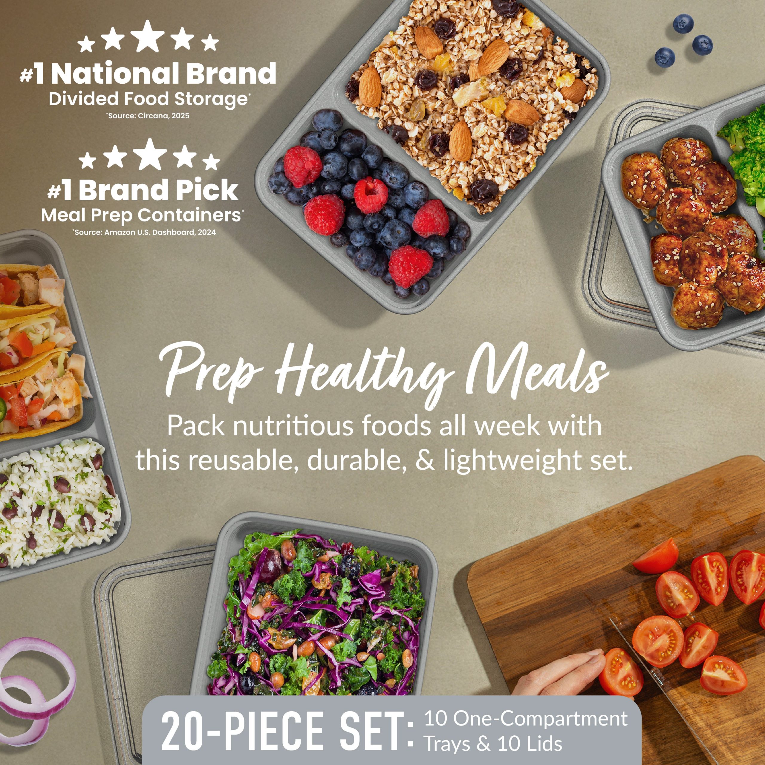 Bentgo Prep 2-Compartment Meal Prep Containers (20-Piece) - Image 66