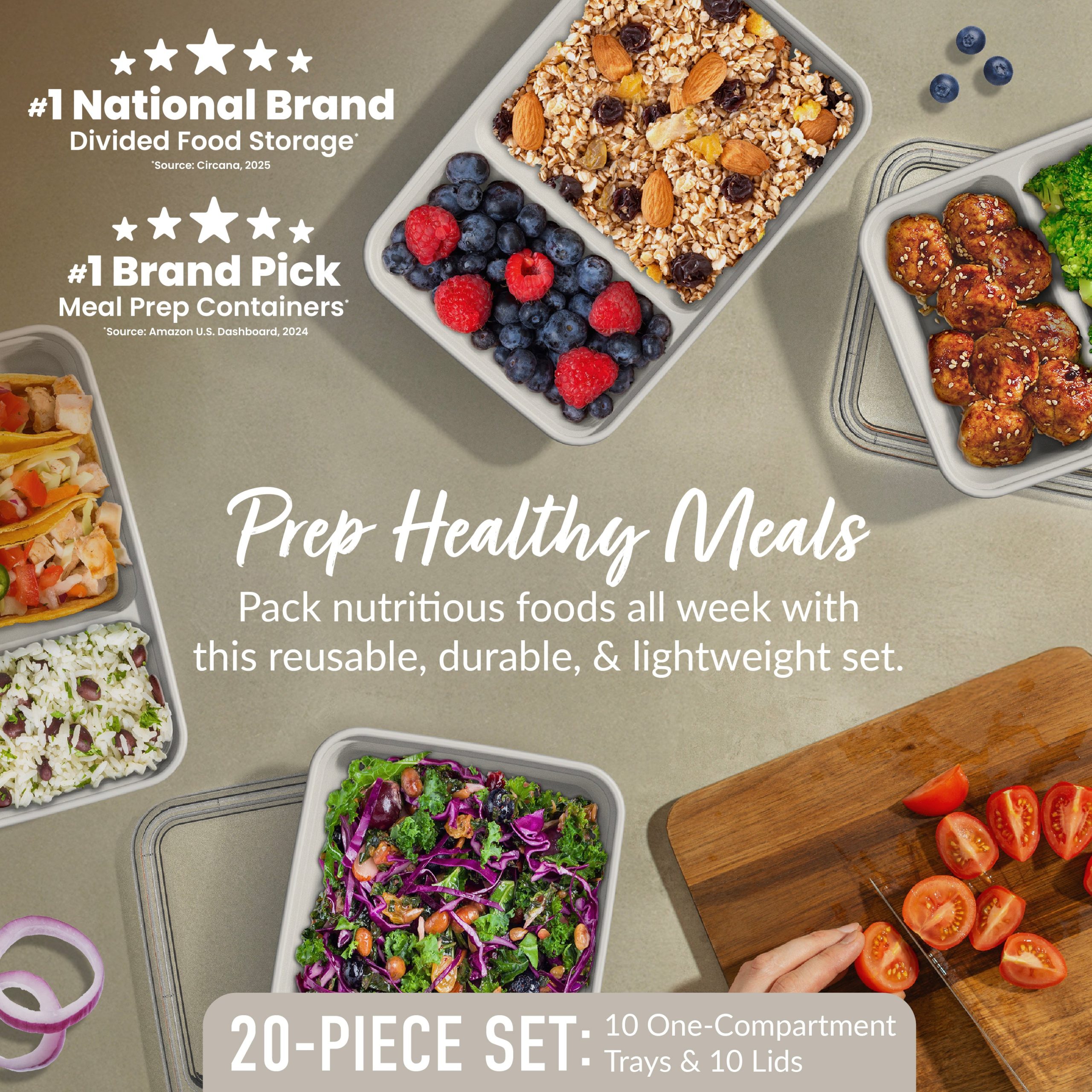 Bentgo Prep 2-Compartment Meal Prep Containers (20-Piece) - Image 58